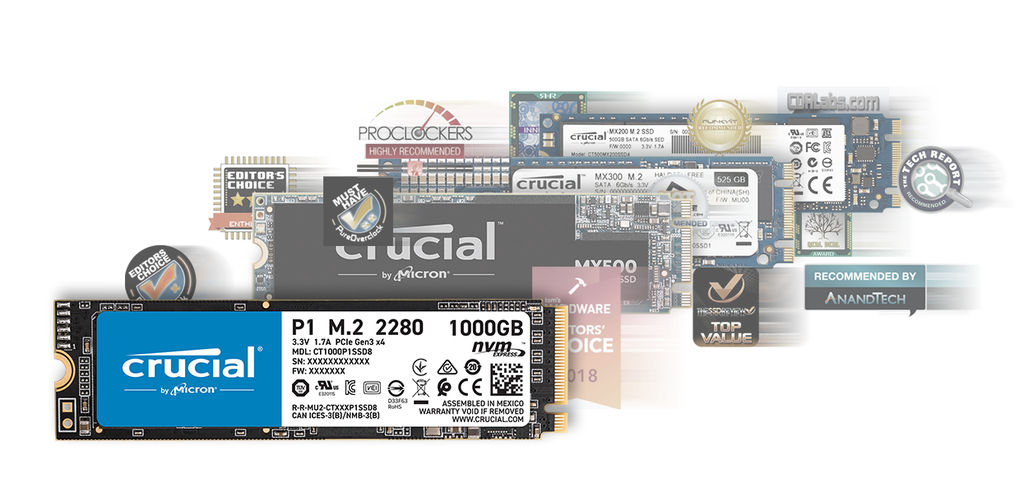 Crucial SSD M.2 1000GB/P1シリーズ/Type2280/PCIe3.0x4/NVMe